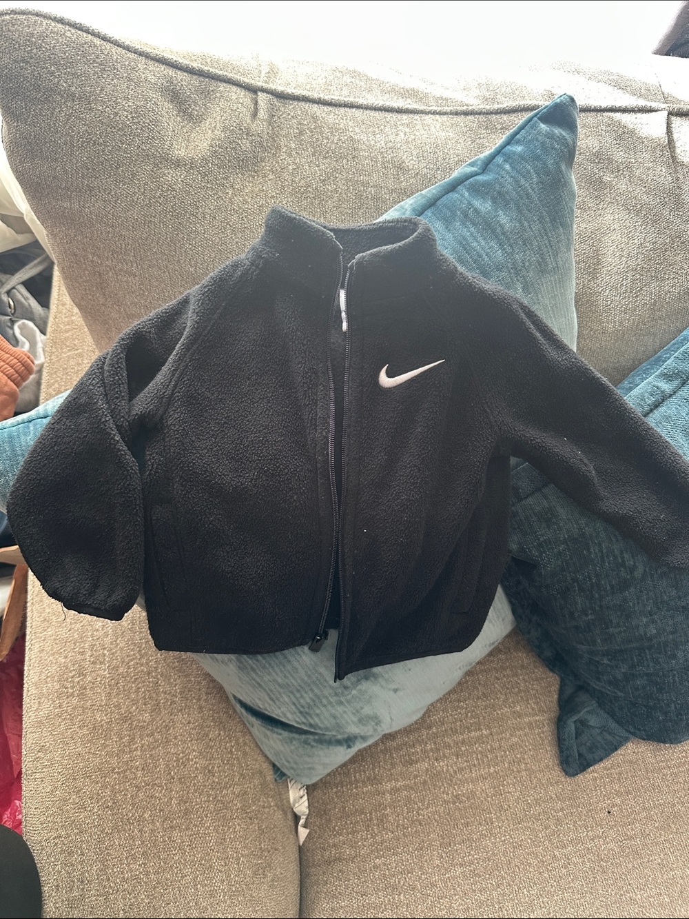 Nike Kids Black Fleece Zip-Up Jacket with White Swoosh